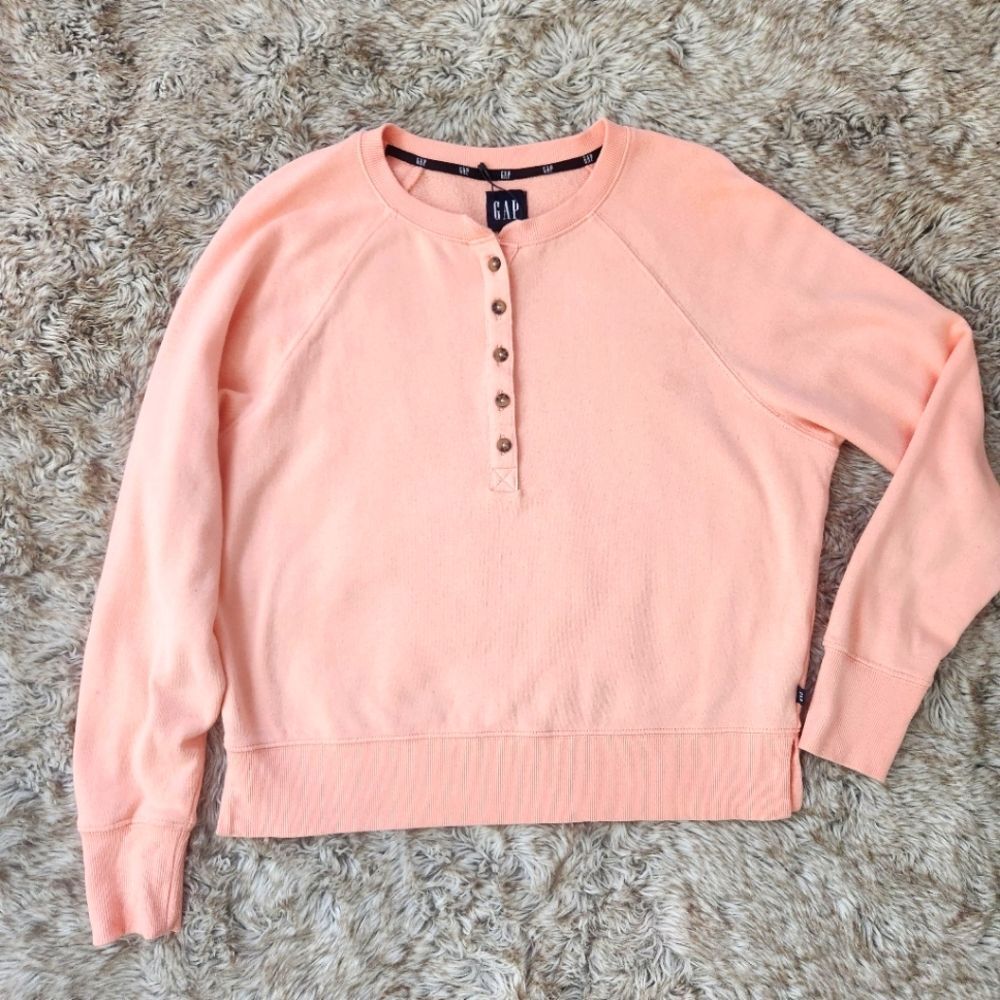 GAP‎ Henley Crewneck Sweatshirt Pink Women's Size Medium